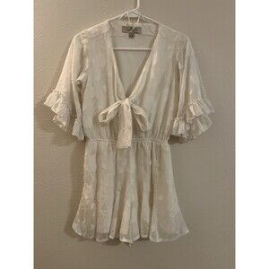 Oak & Trellis White Ivory Romper Lace XS Bridal Wedding Bachelorette Honeymoon